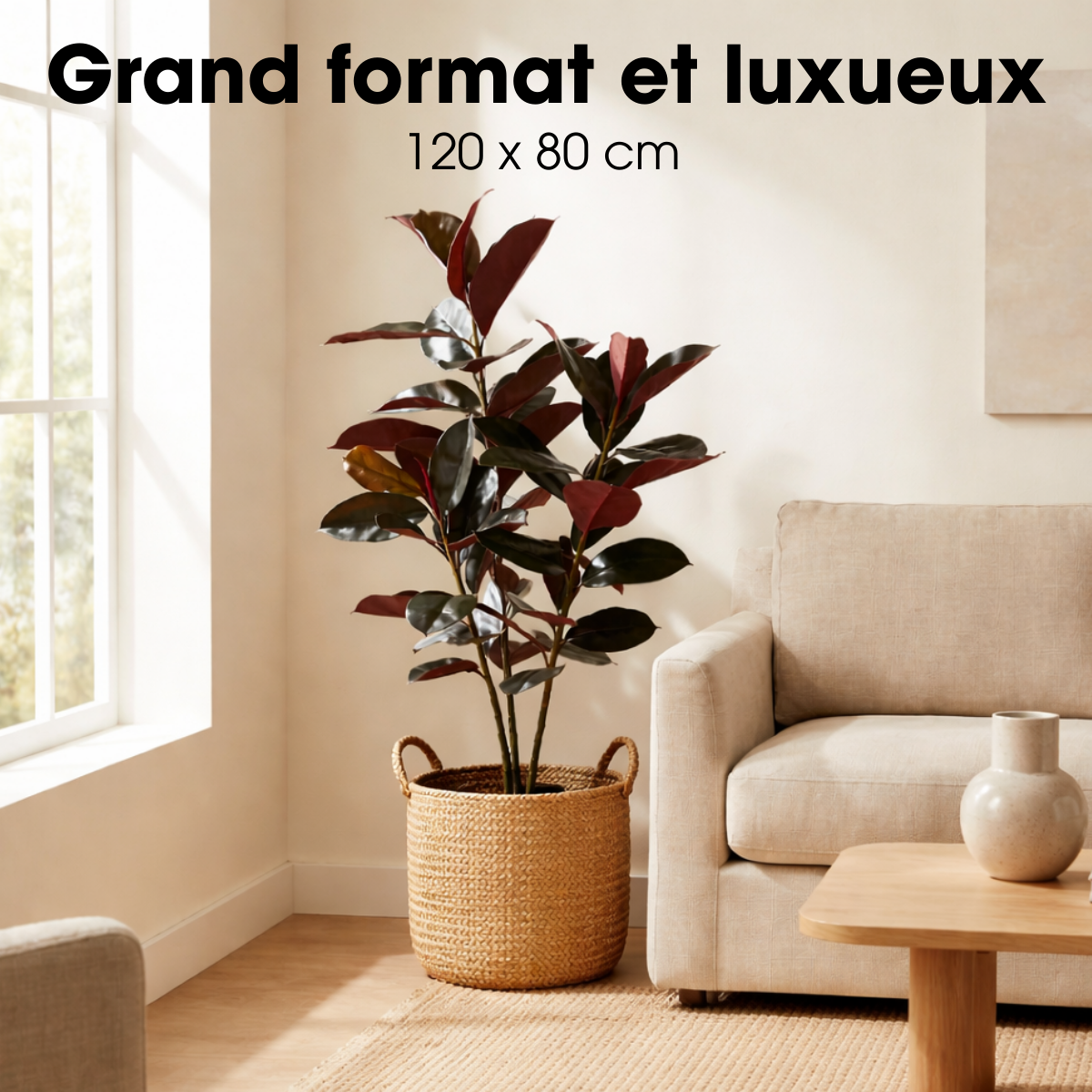 Plante artificielle RUBBERPLANT rouge, MICA DECORATIONS