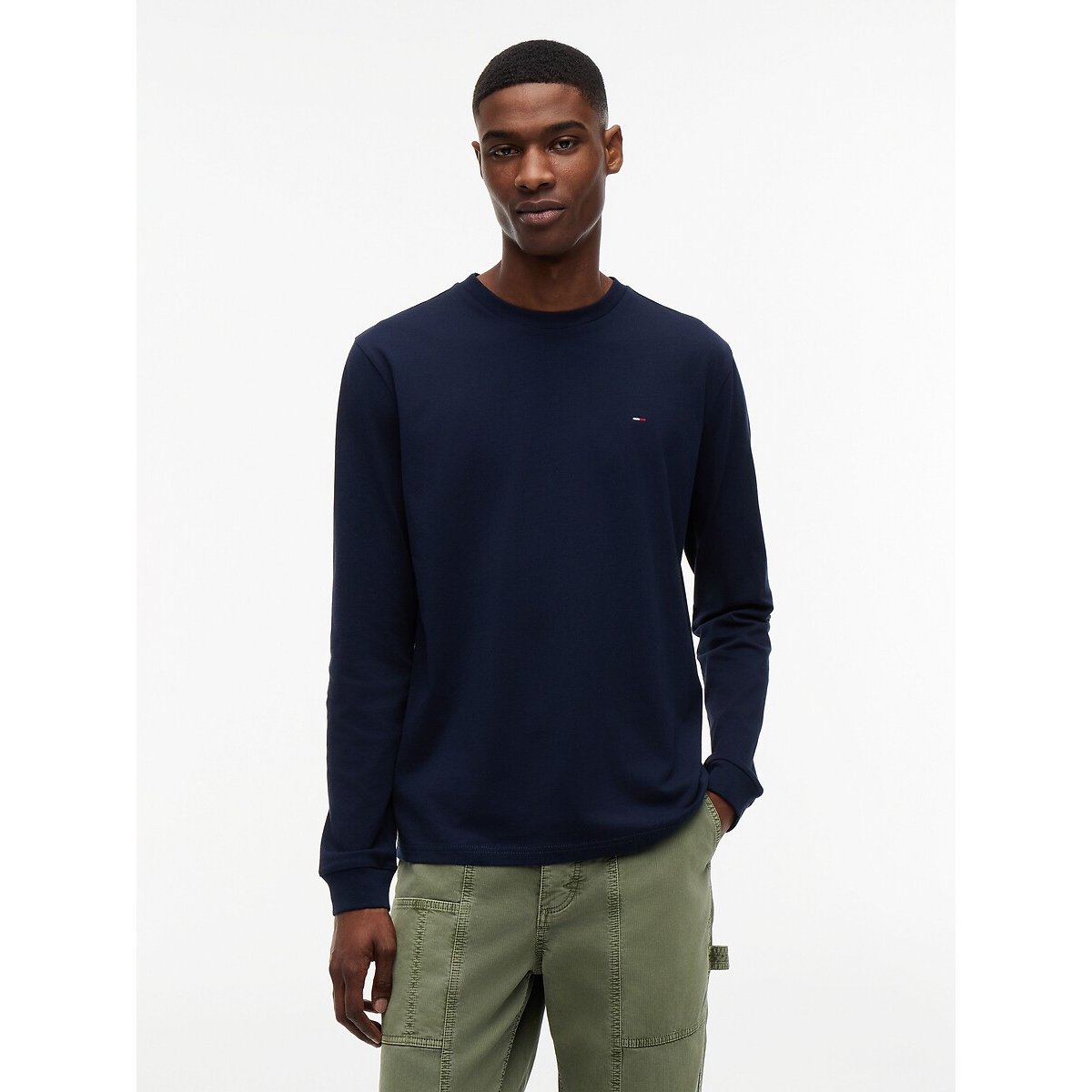 Pack of 2 Long Sleeve Slim Fit T-Shirts ecru + blue, TOMMY JEANS