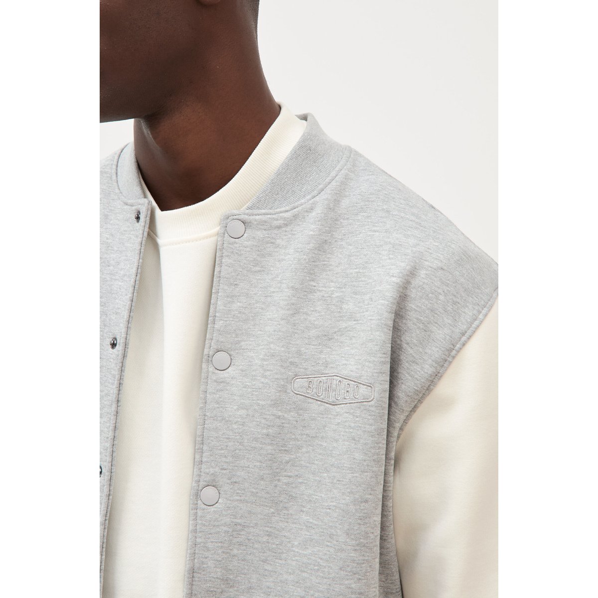 Sweat manches longues brodé gris clair, BONOBO