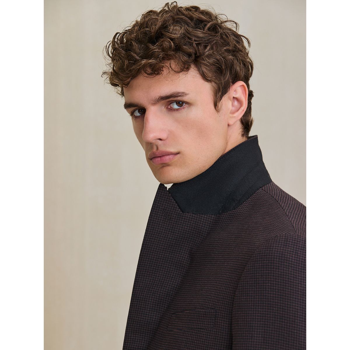 Veste de costume standard laine pied-de-poule marron, NEXT