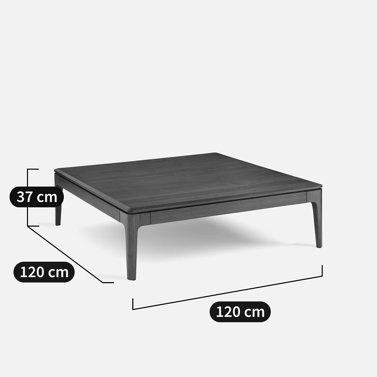 Table basse carrée, en noyer massif et plaqué, 2 tiroirs, SANARA noyer, AM.PM
