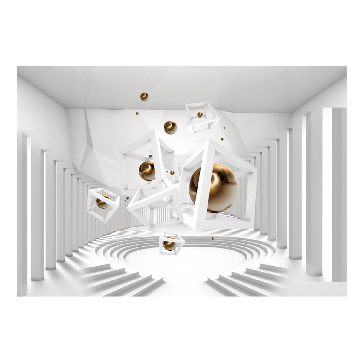 Papier peint intissé panoramique Abstractions Geometrical Corridor jaune / doré, EDEN