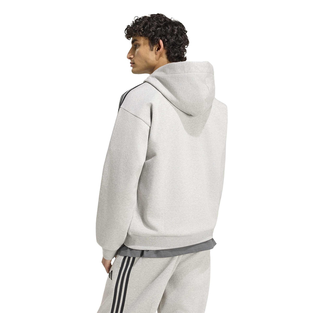 Sweat zippé à capuche, ESSENTIALS gris chiné, ADIDAS SPORTSWEAR