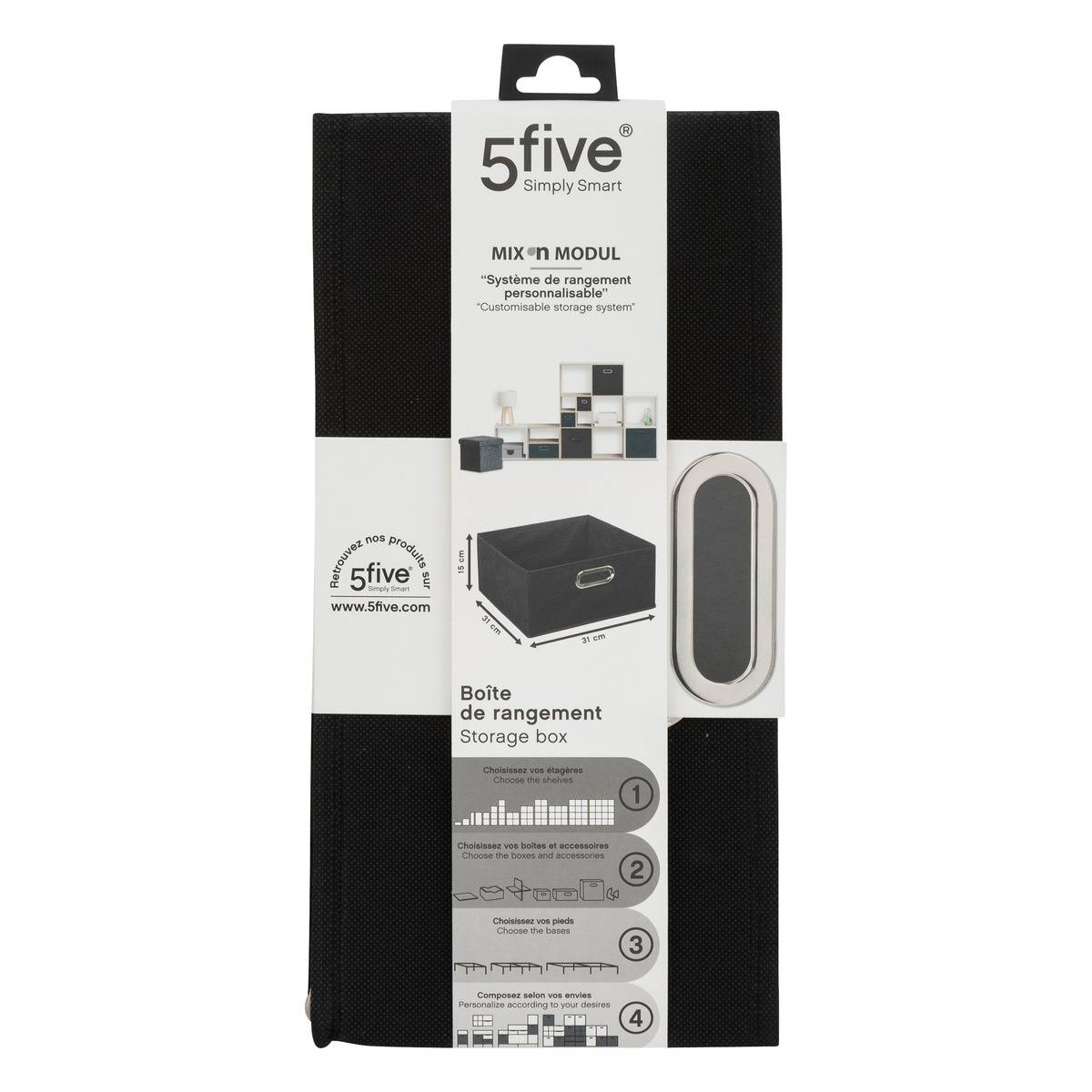 Panier de rangement en tissu MIX'N MODUL noir, 5FIVE SIMPLY SMART