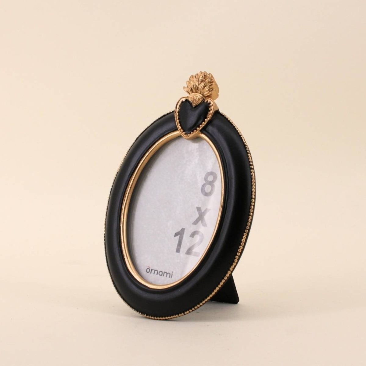 Cadre photo ovale ex voto en résine 19cm noir, ORNAMI