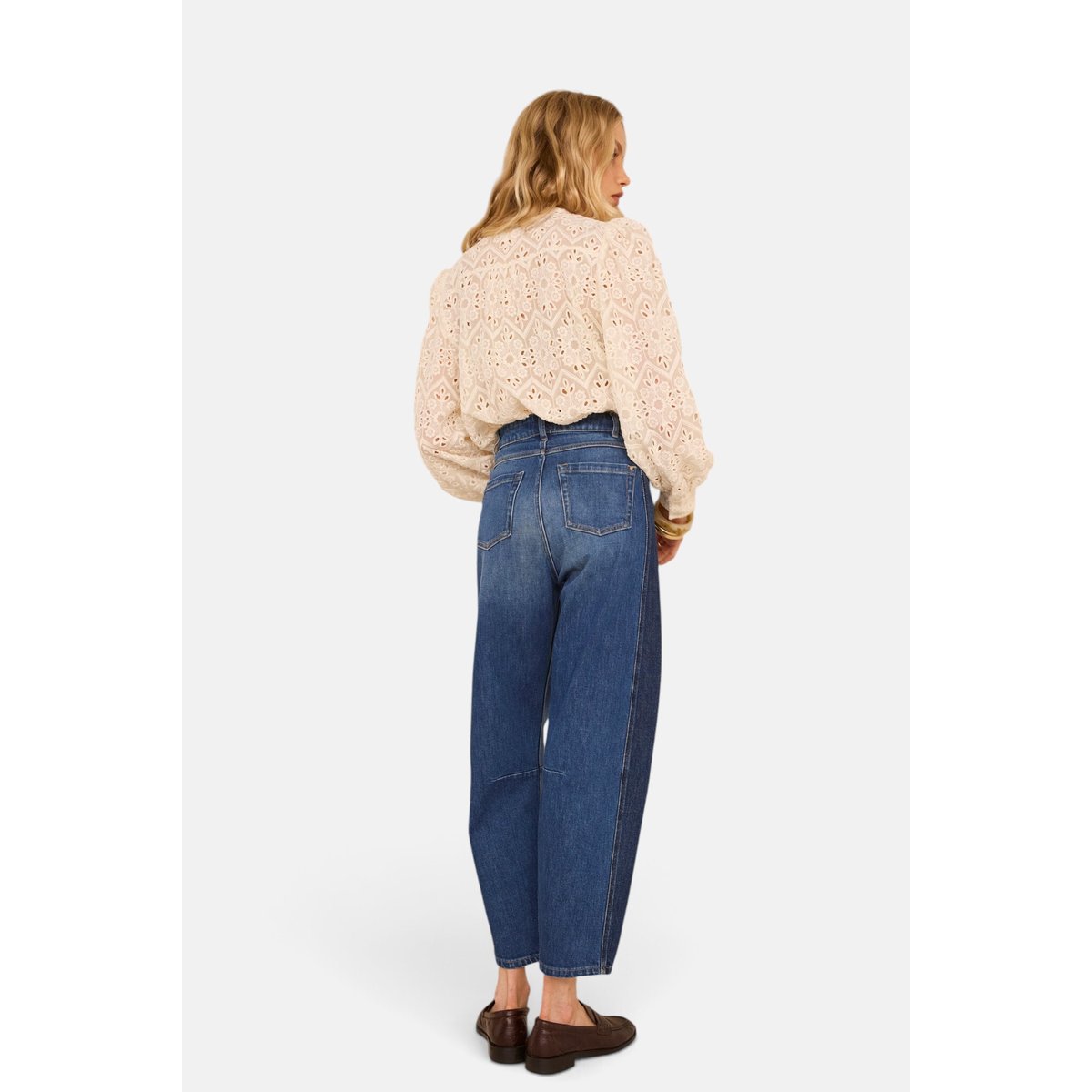 Jean ballon bicolore en coton ROBINSON stone used, Maison 123