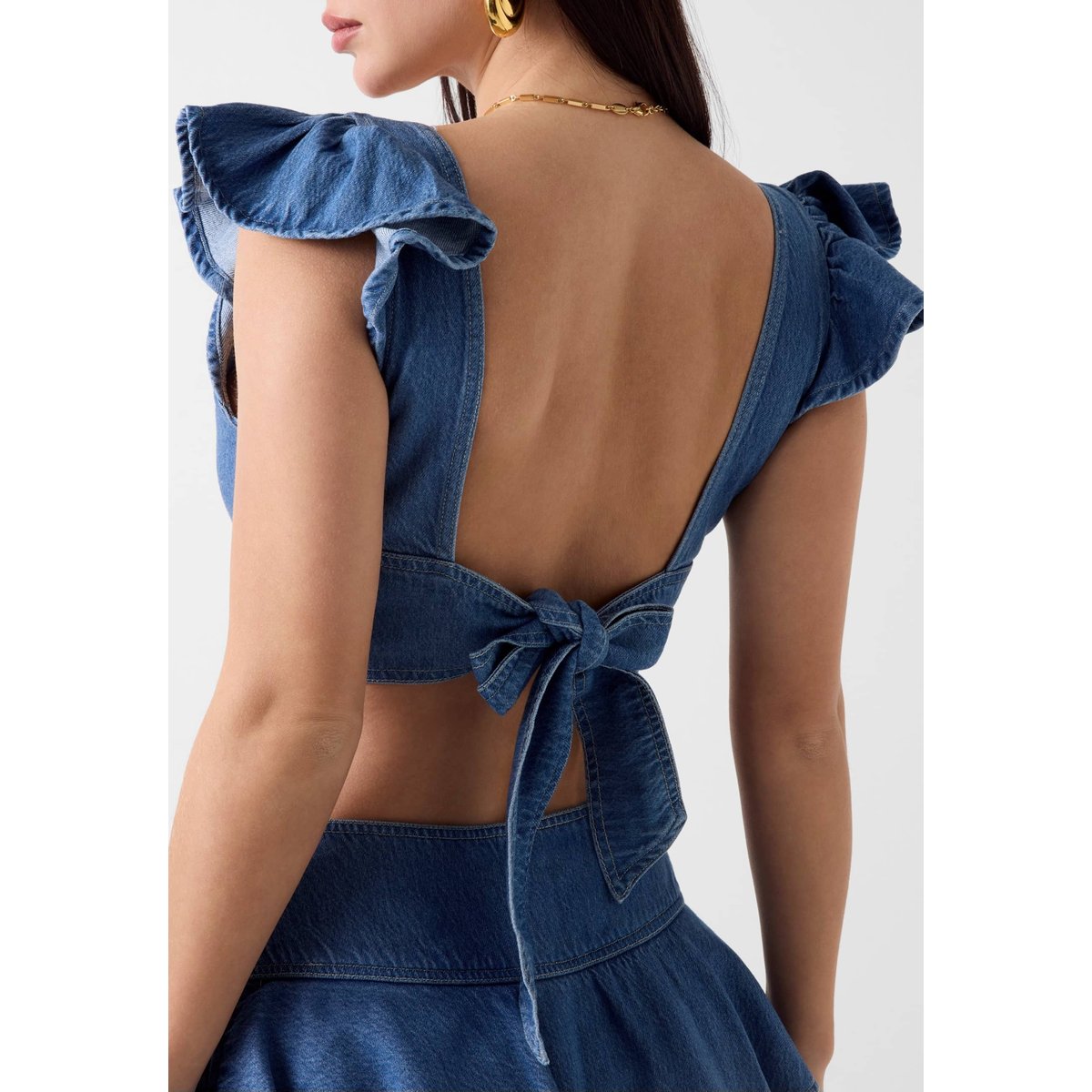 Top Court En Denim bleu, GUESS