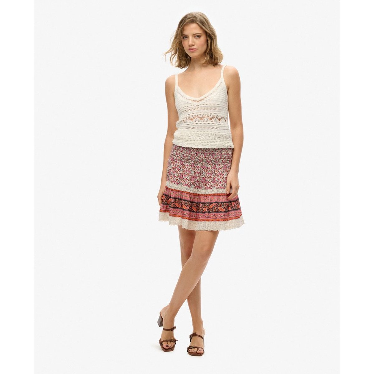 Mini-jupe patchwork rose sister floral, SUPERDRY