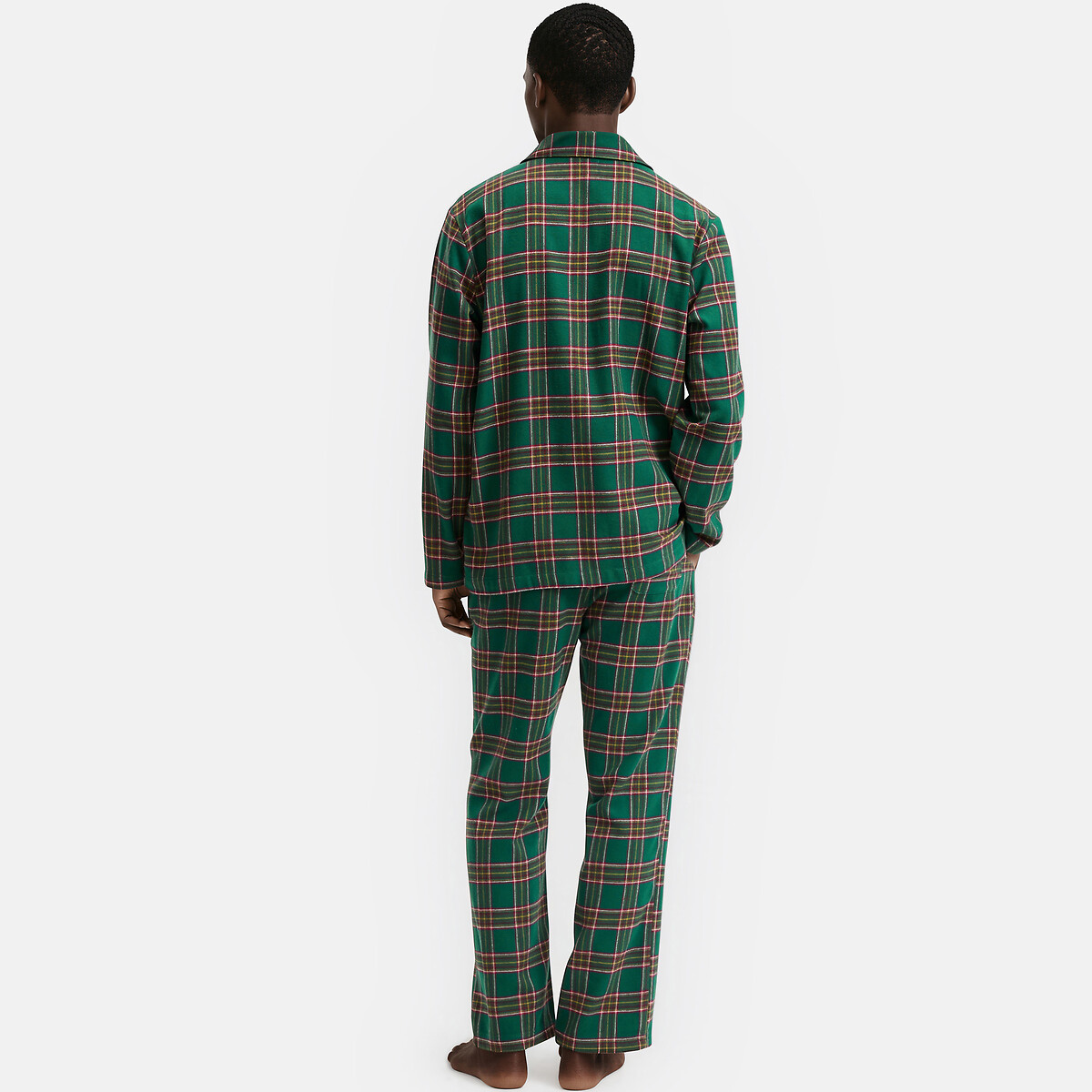 Pijama de franela de algodón puro cuadros verde, LA REDOUTE COLLECTIONS