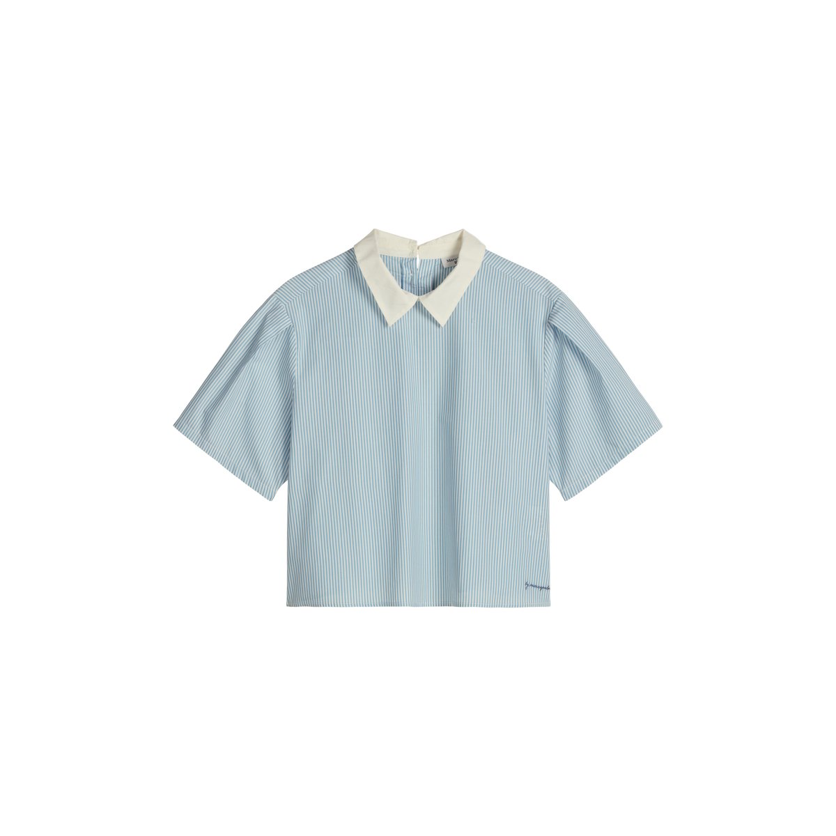 Blouse à rayures relaxed en popeline Papertouch bleu clair, MARC O’POLO DENIM