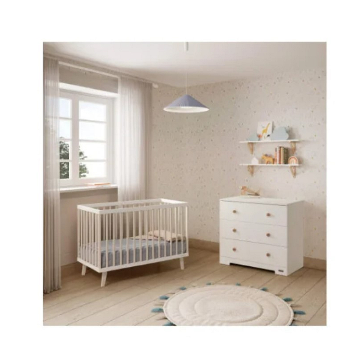 Lit Mencia 120x60 Blanc/Taupe couleur unique, MICUNA