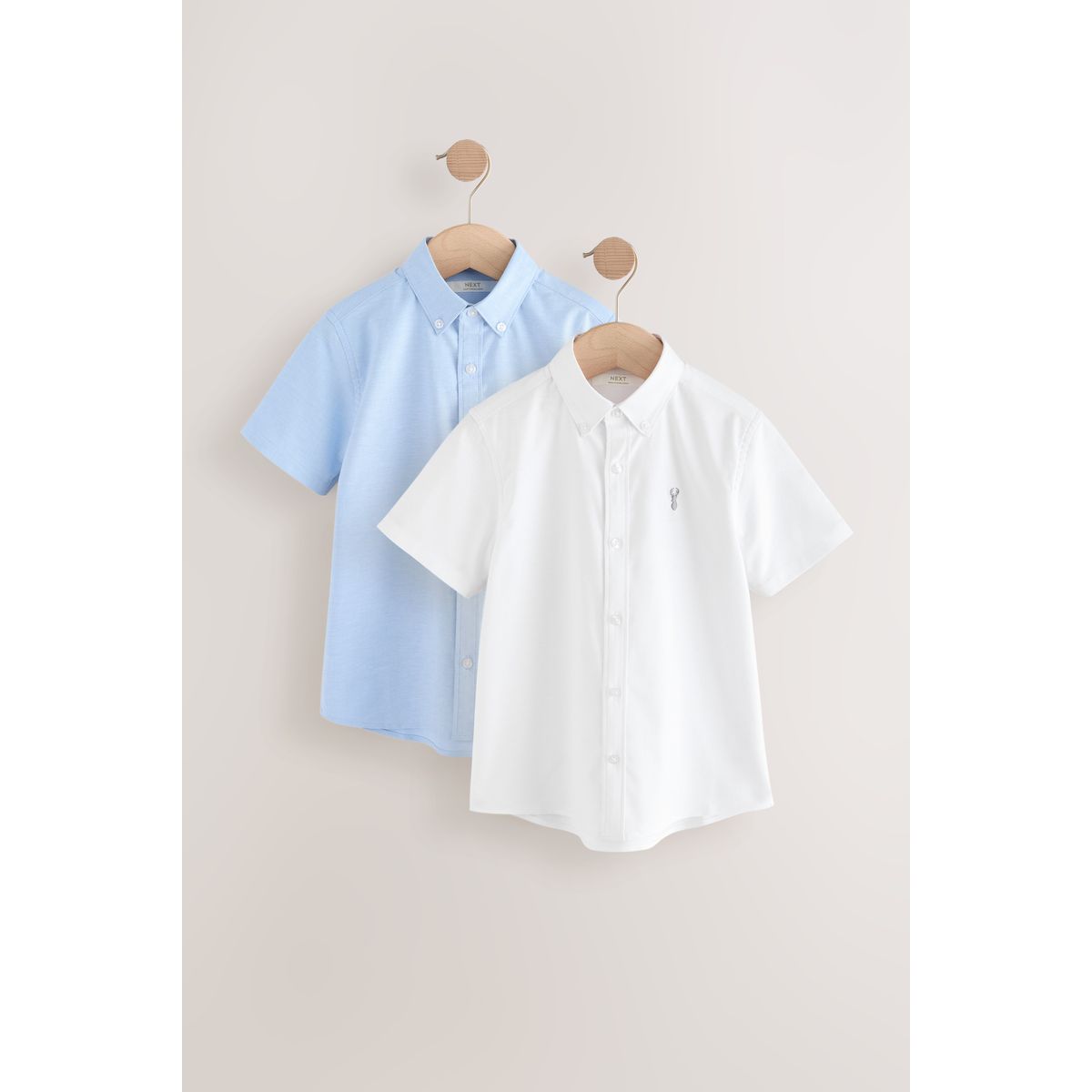 Chemise oxford à manches courtes, lot de 2 blanc/bleu, NEXT