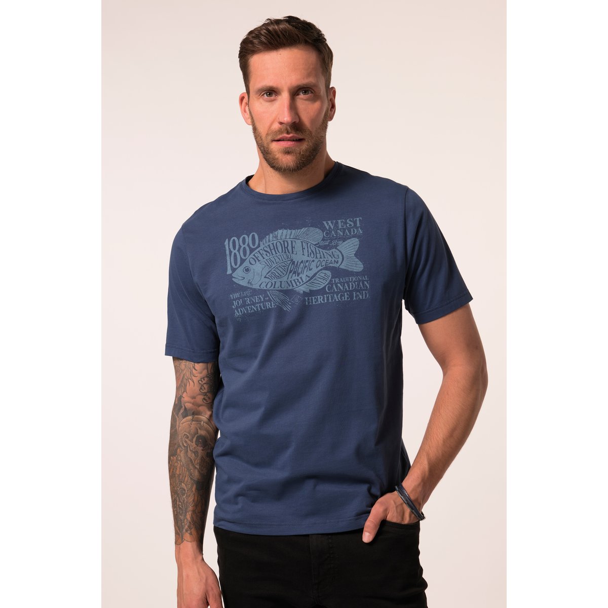T-shirt à manches courtes bleu acier, JP1880