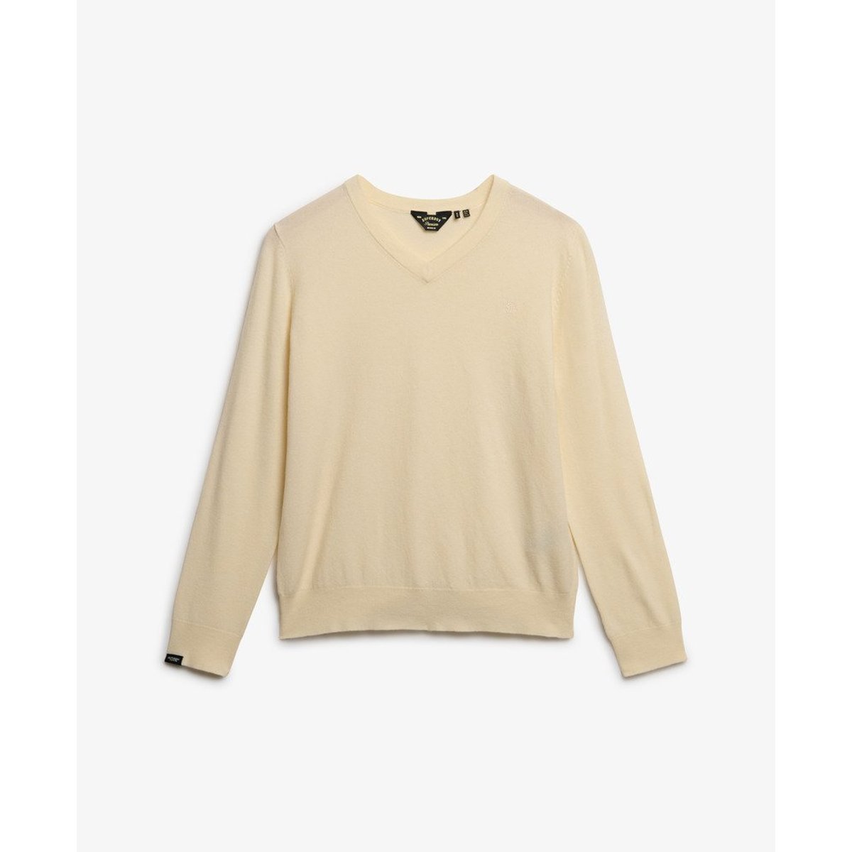 Pull à col en V classique crème chiné, SUPERDRY