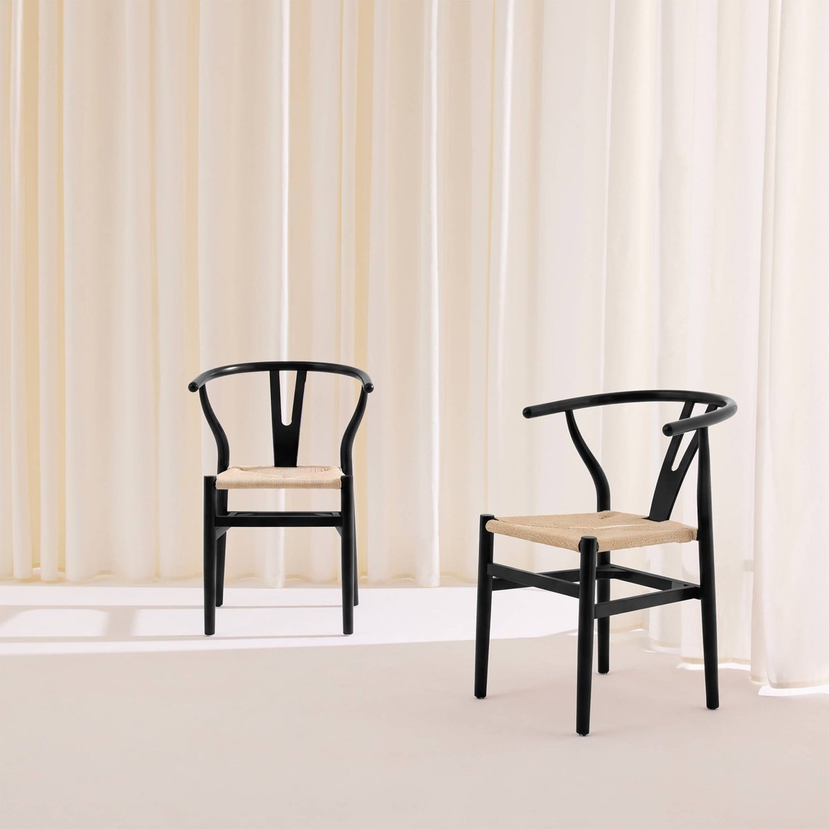 Chaise vintage bois de hêtre et cordes (lot de 2) CECILE naturel, SWEEEK