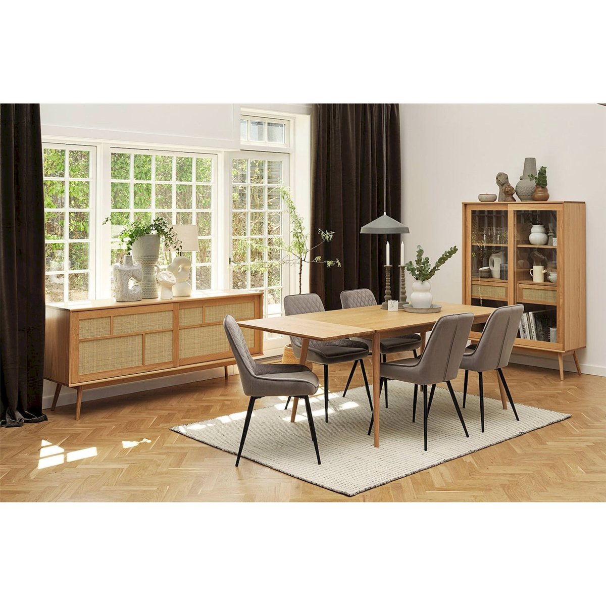 Buffet en bois et cannage collection VISIMMY bois clair et noir, RECOLLECTION