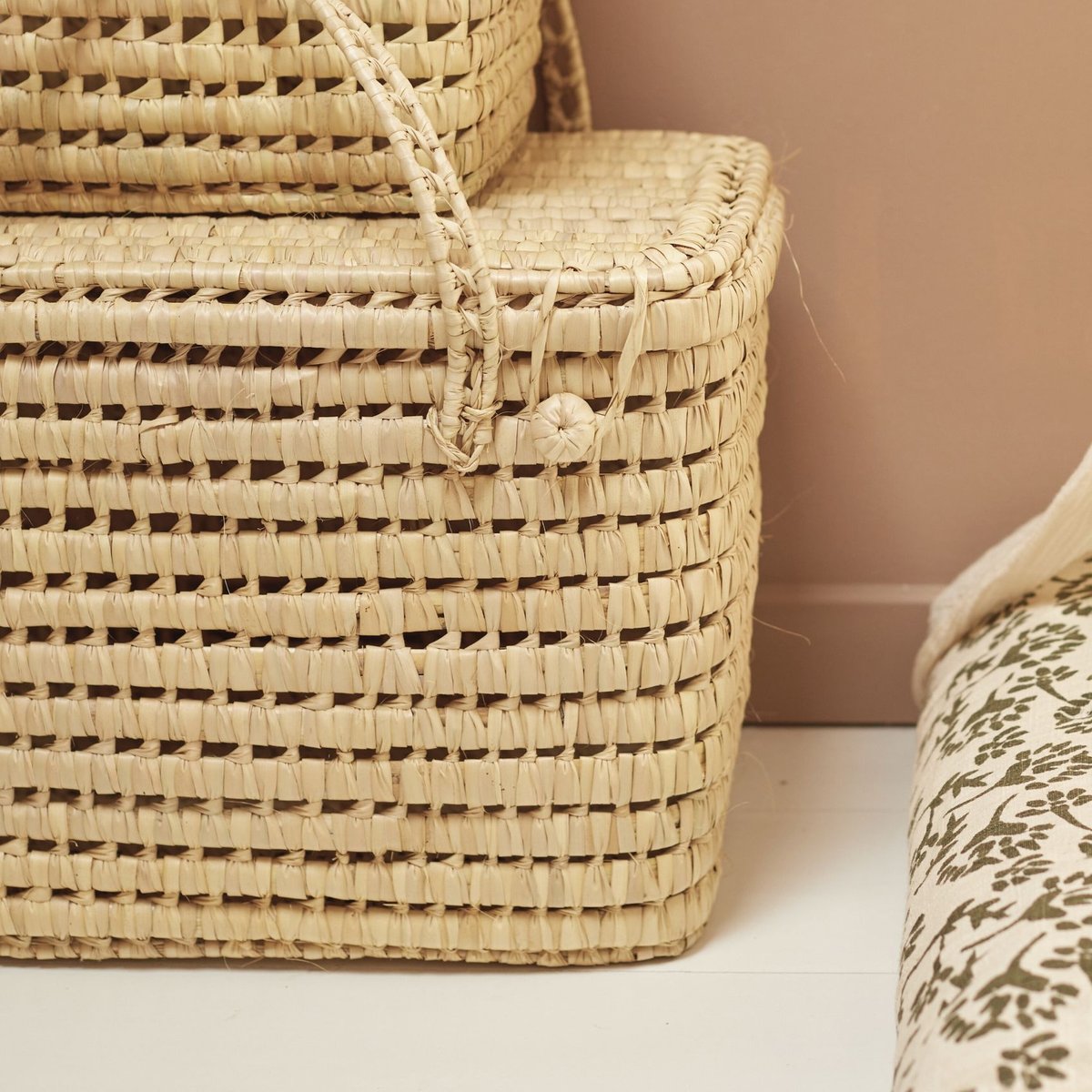 Coffre de rangement feuille de palmier - LOJI naturel, HOME MAISON