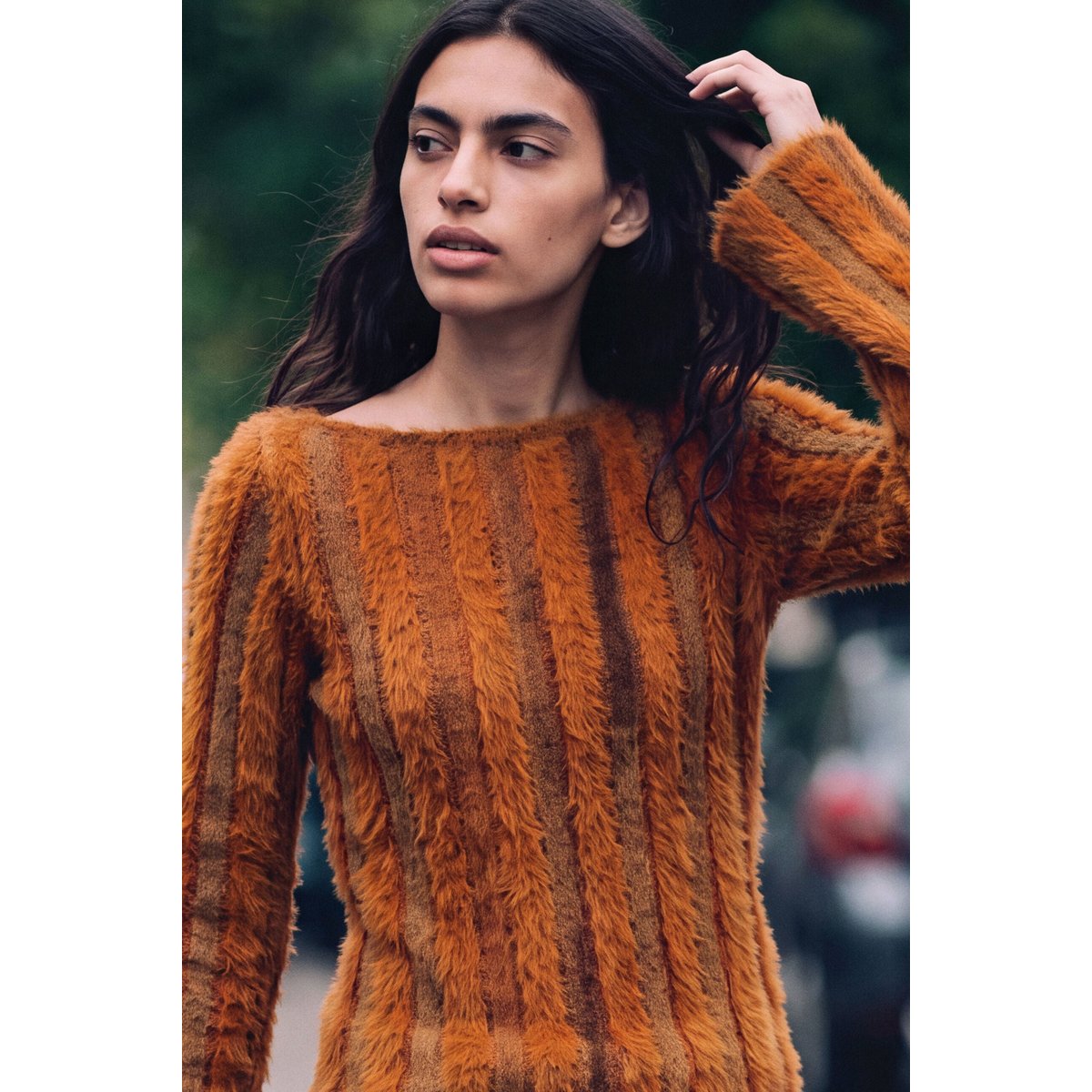 Pull côtelé avec poils marron, DESIGUAL
