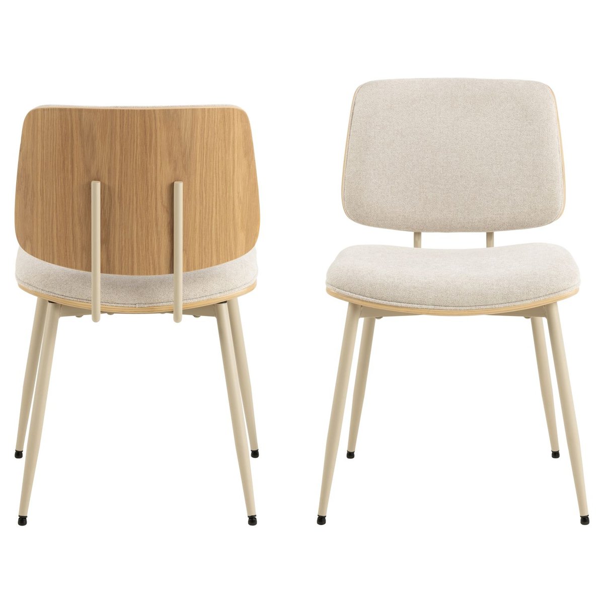 Lot de 2 chaises de salle à manger en tissu AULNE beige, TOILINUX