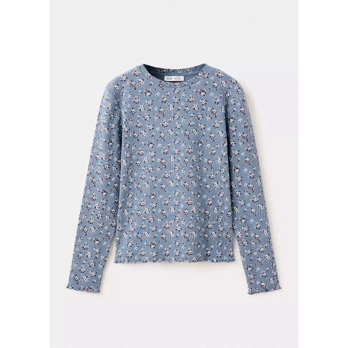 T-shirt côtelé fleurs bleu, MANGO KIDS
