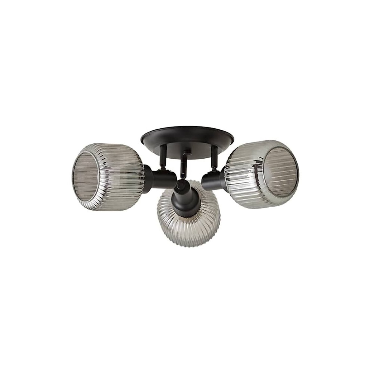 Conrad 3-Light Ribbed Glass Flush Ceiling Light black, SO'HOME