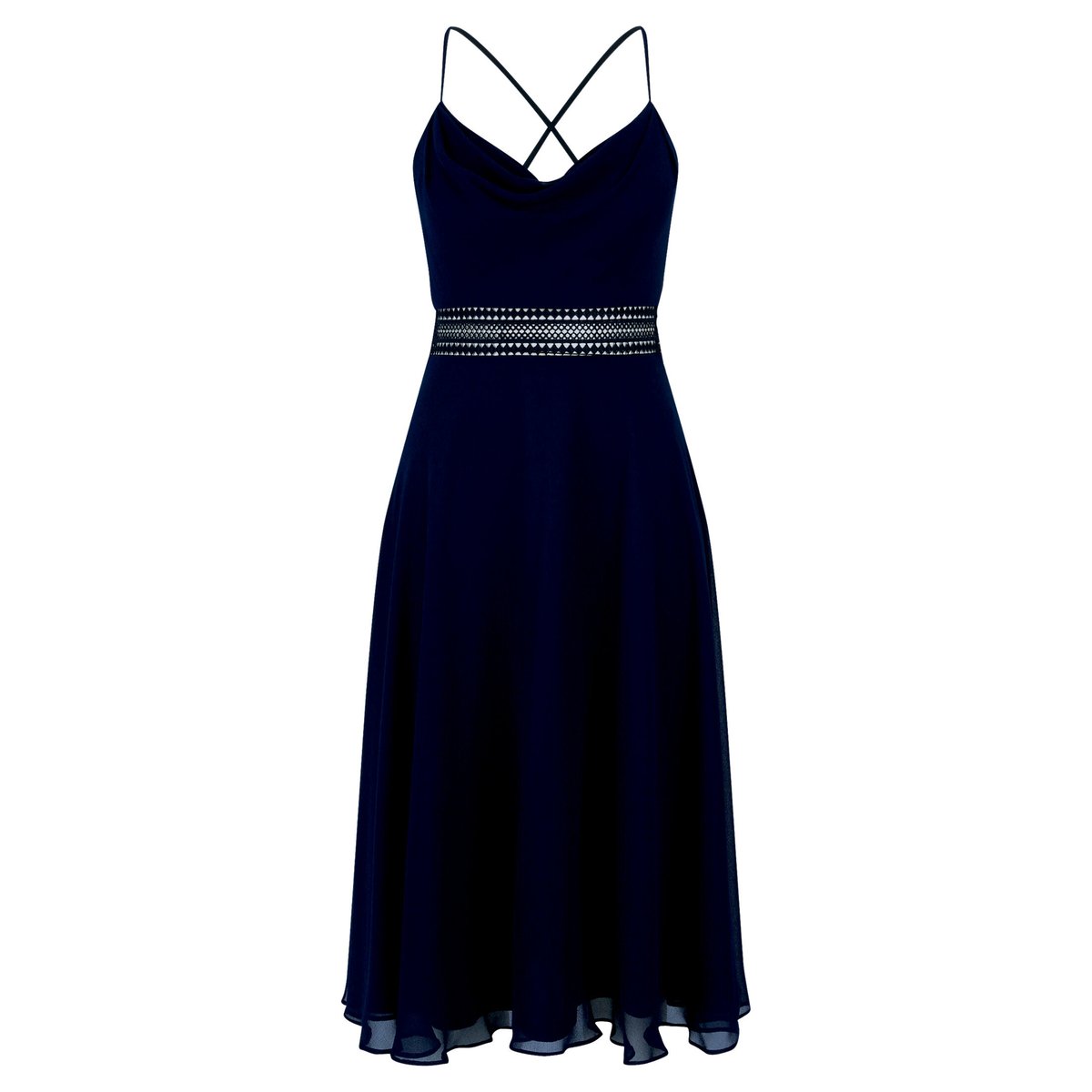 Robe de cocktail à encolure bénitier night sky, VERA MONT