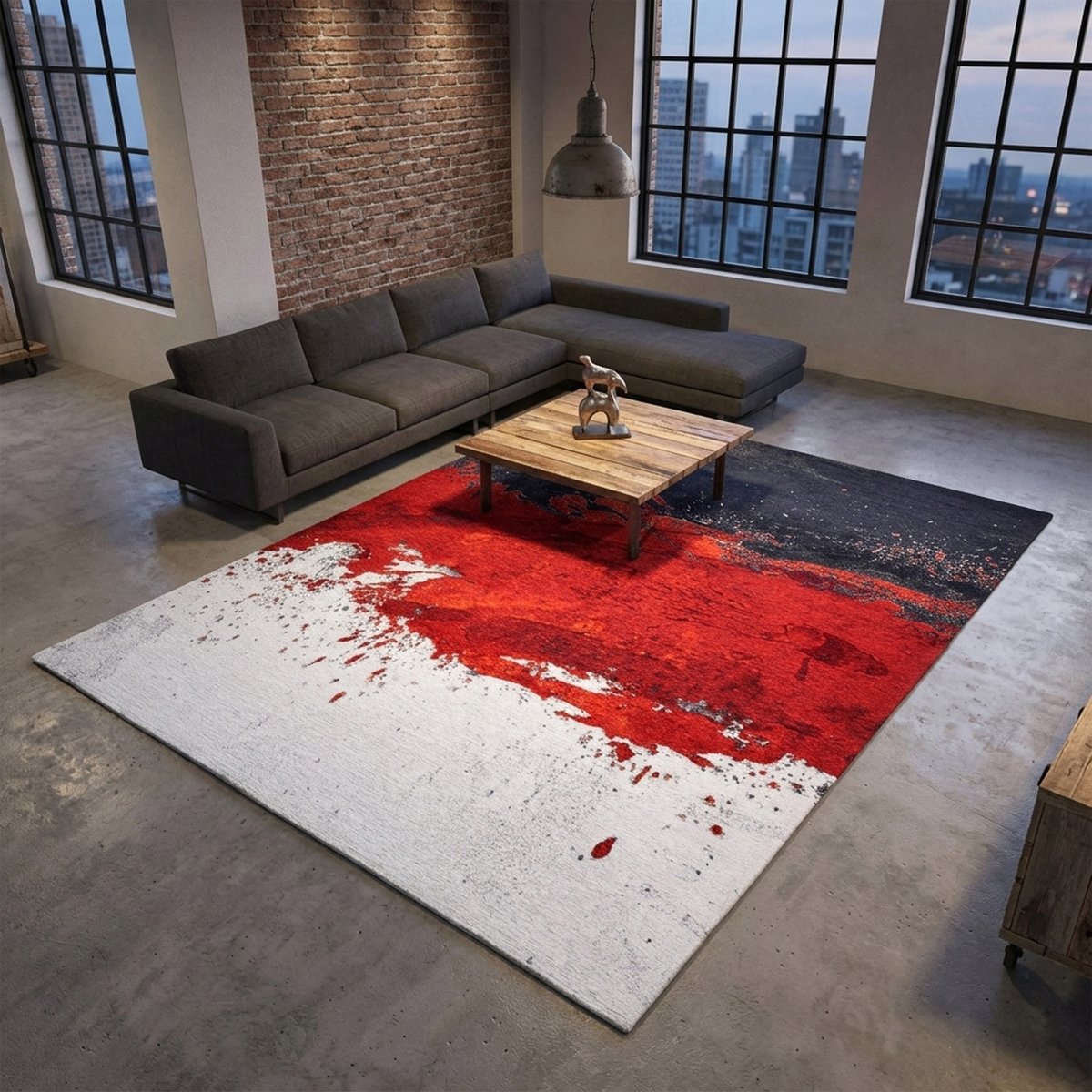 Tapis de salon moderne - COSIMA rouge multi, GINO FALCONE