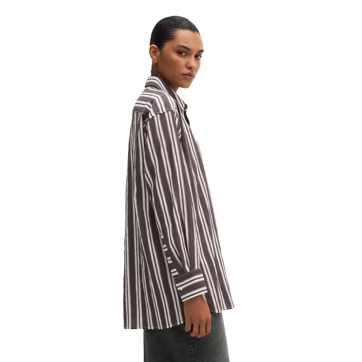 Chemise à rayures, coupe classique en mélange de modal marron foncé, MARC O'POLO