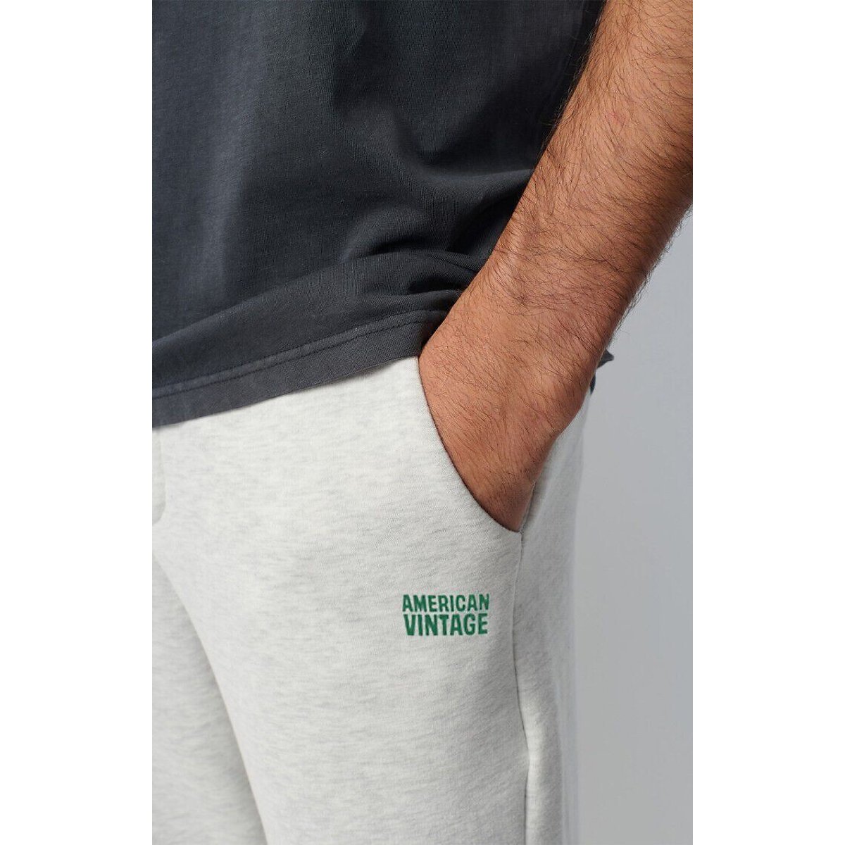 Jogging droit BAPTOWN gris clair chiné, AMERICAN VINTAGE