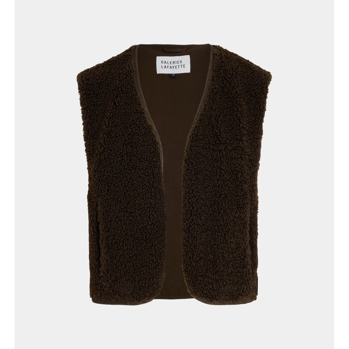 Gilet sans manches bambi façon sherpa marron chocolat, GALERIES LAFAYETTE