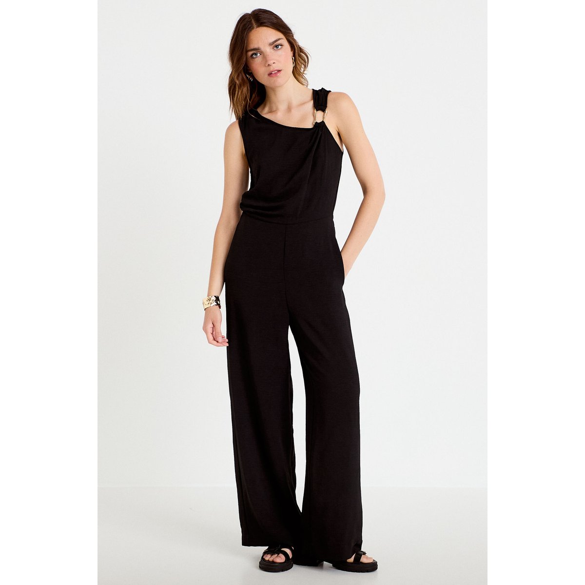 Combinaison large sans manches col rond noir, CACHE CACHE