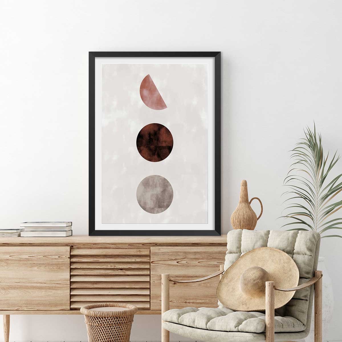 Affiche Lune pleine affiche + cadre en bois - noir, HEXOA