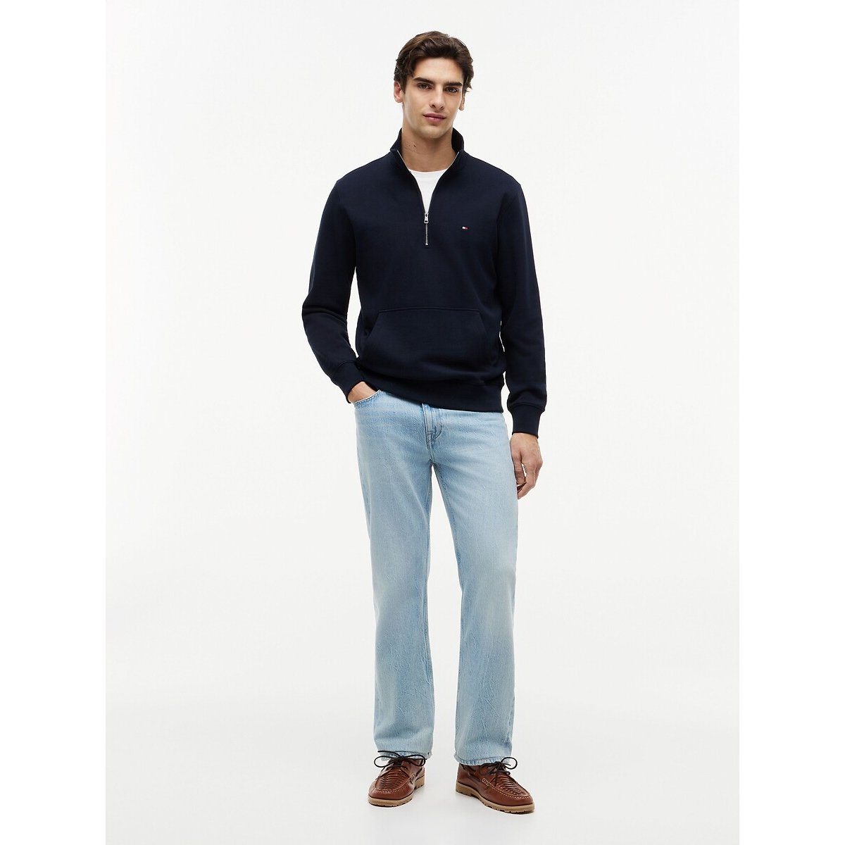 Sweat demi-zippé col montant bleu marine, TOMMY HILFIGER