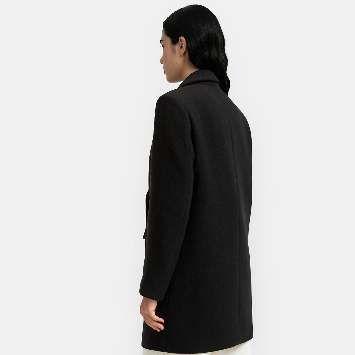 Manteau mi-long croisé noir, LA REDOUTE COLLECTIONS
