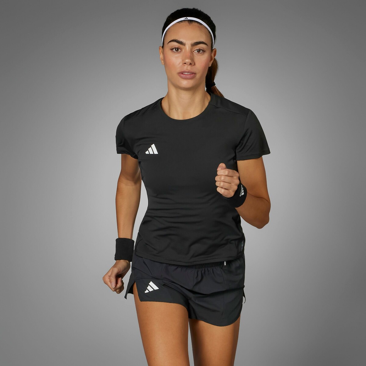 T-shirt manches courtes de running noir, adidas Performance