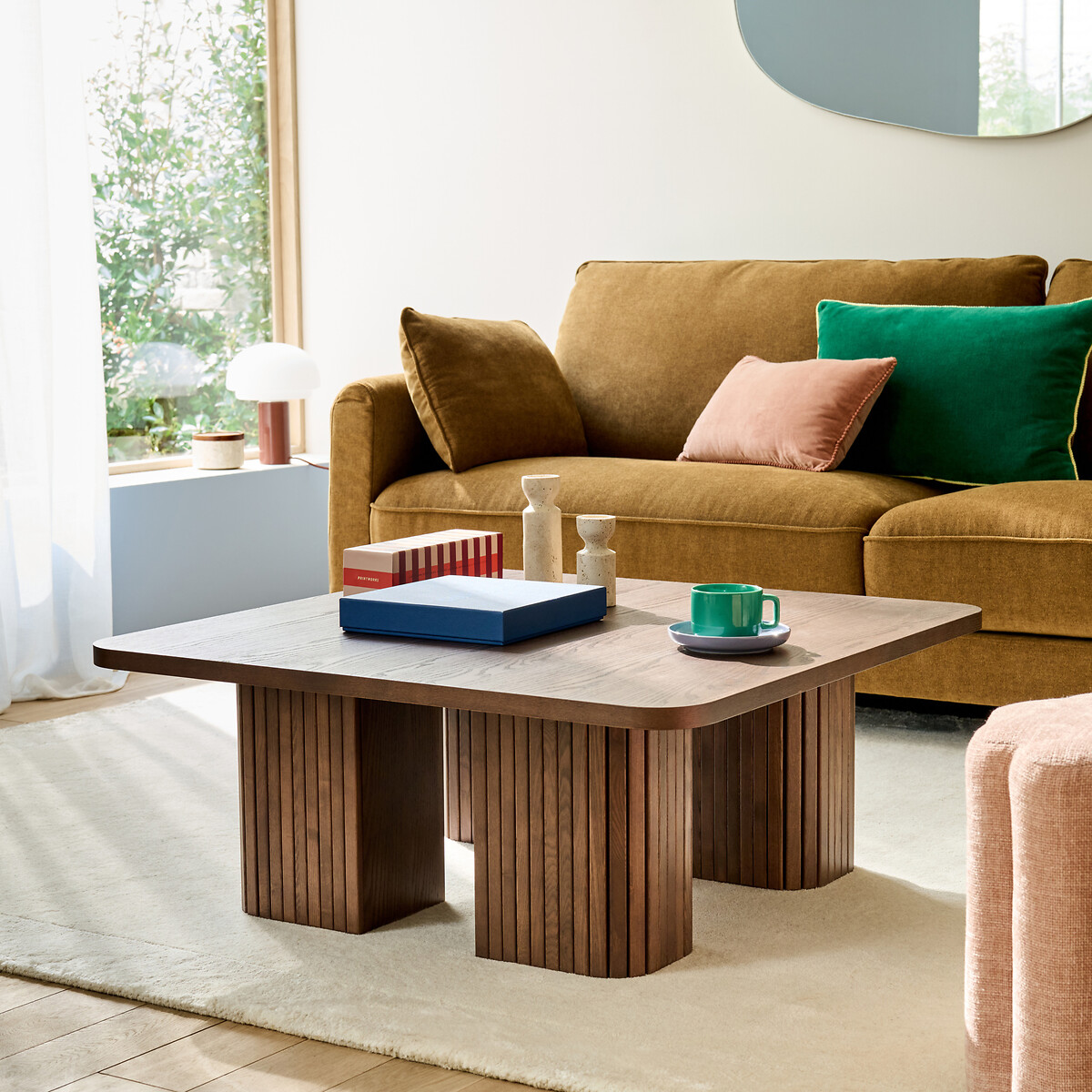 Table basse en plaqué frêne, LATTI teinté coloris noyer, LA REDOUTE INTERIEURS