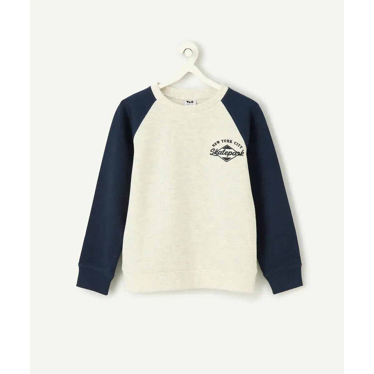 Colour Block T-Shirt with Long Sleeves navy/ecru, TAPE A L'OEIL