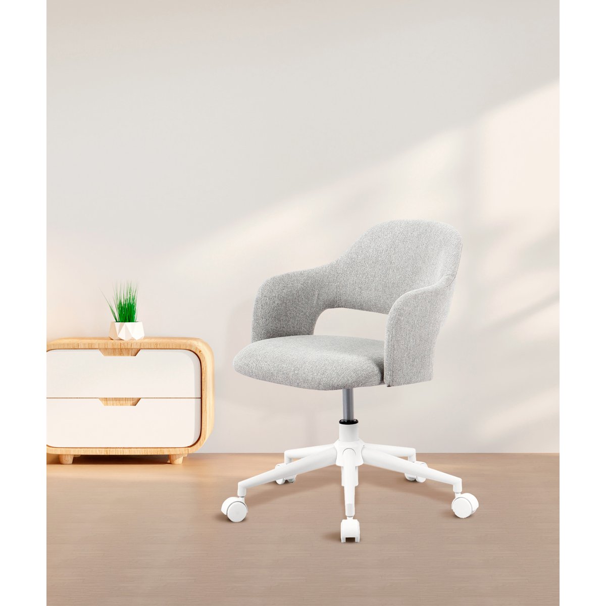 Fauteuil de bureau à roulettes, MIA gris, HISPANOHOGAR