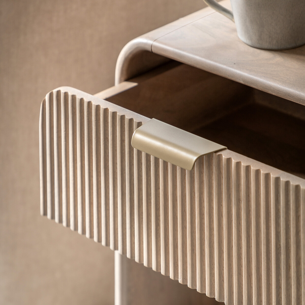 Corven Large Fluted Mango Wood 1 Drawer Bedside Table wood, SO'HOME