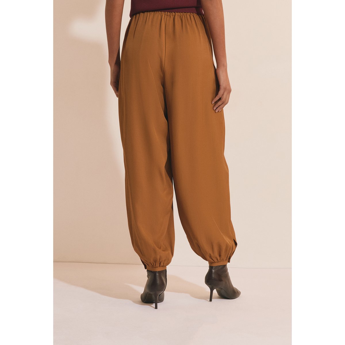 Pantalon bouffant satiné A GIPSY jaune fonce, ETAM