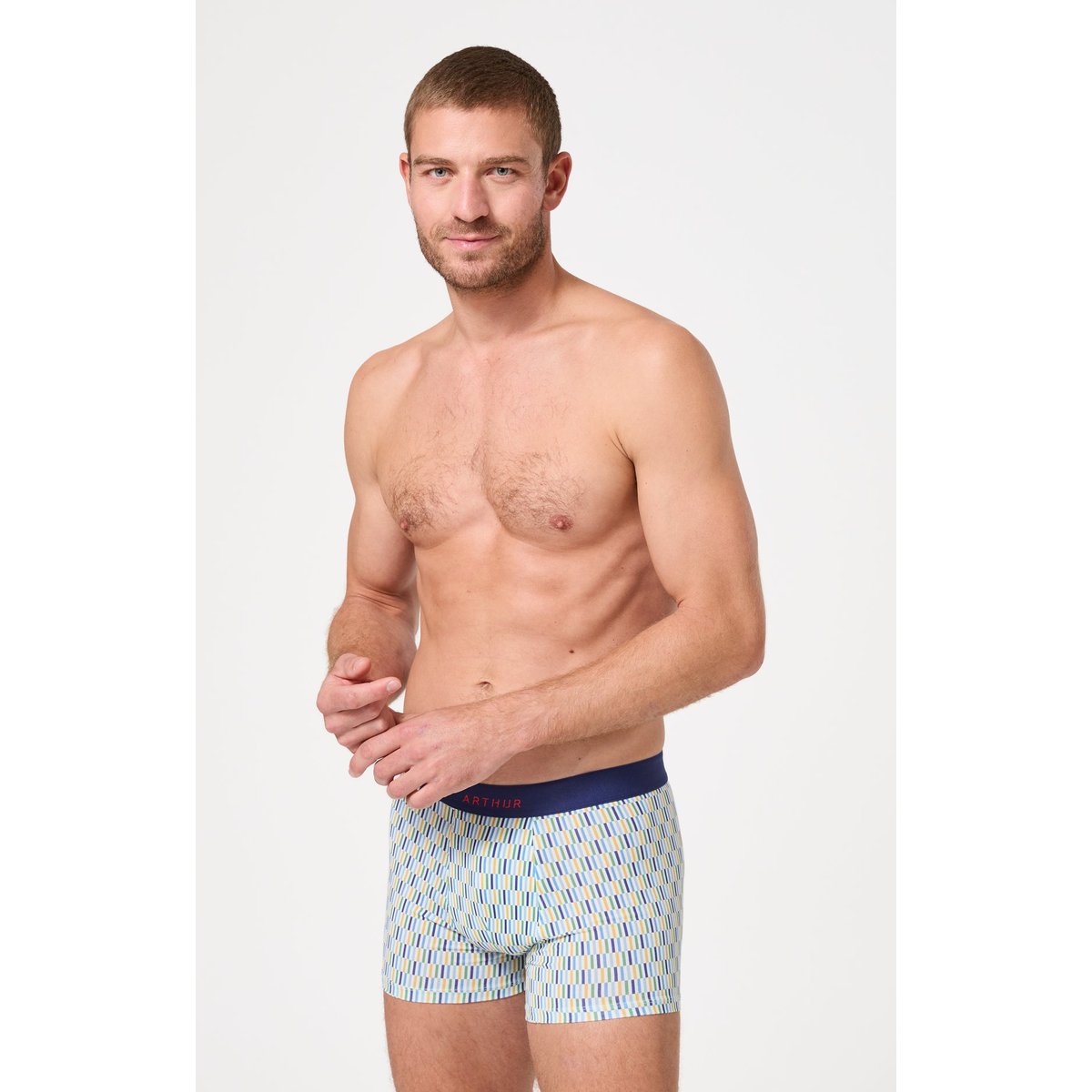 Boxer en coton imprimé Décalé multicolore, ARTHUR