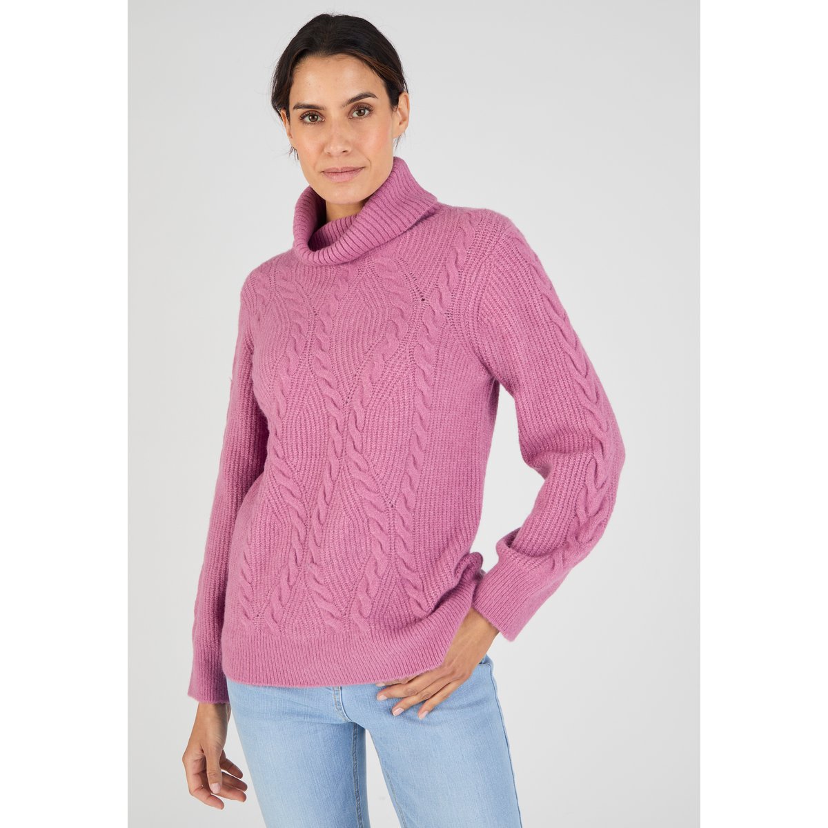 Pull col roulé torsadé Thermolactyl violet lilas, DAMART