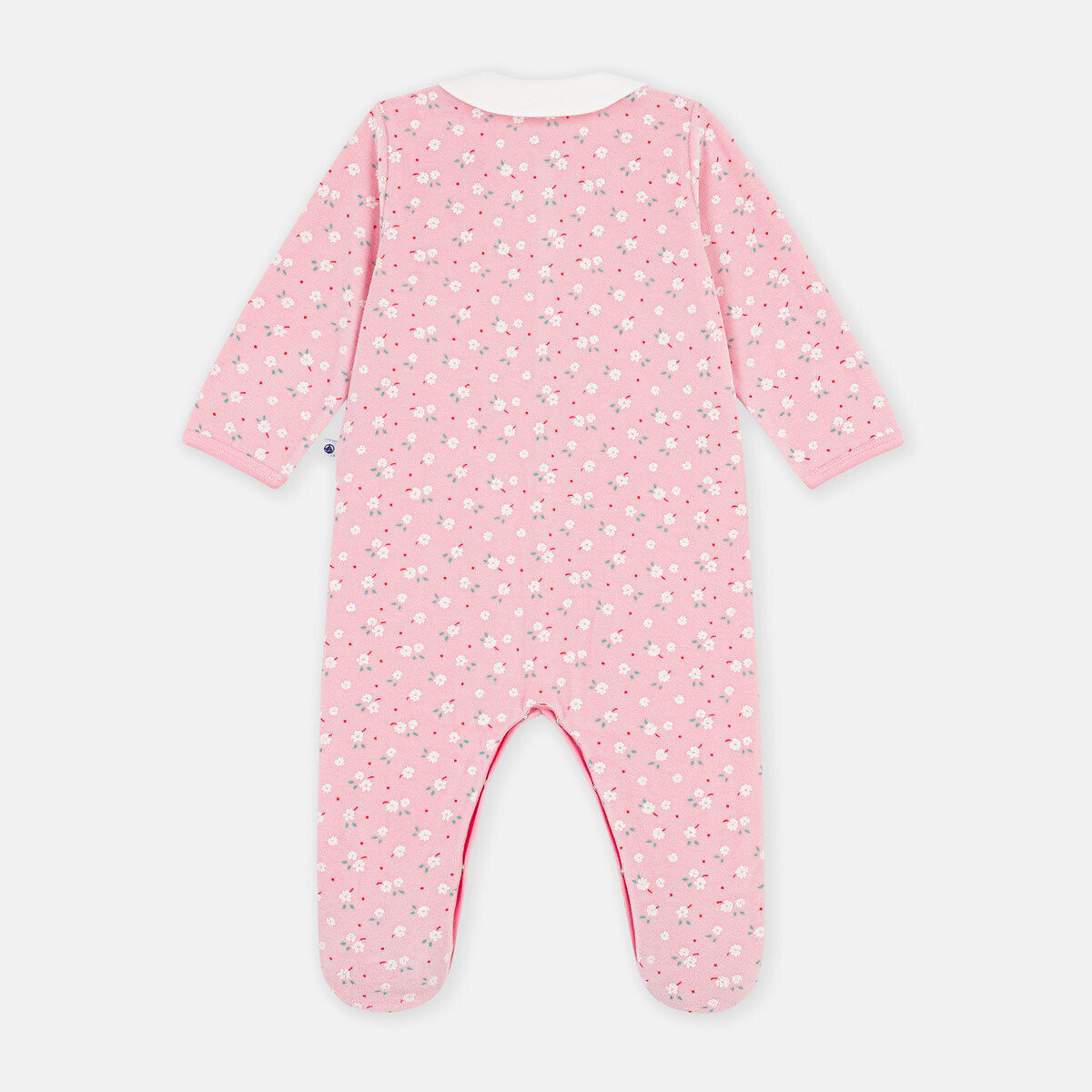 Pigiama con stampa a fiori, colletto Claudine rosa, PETIT BATEAU