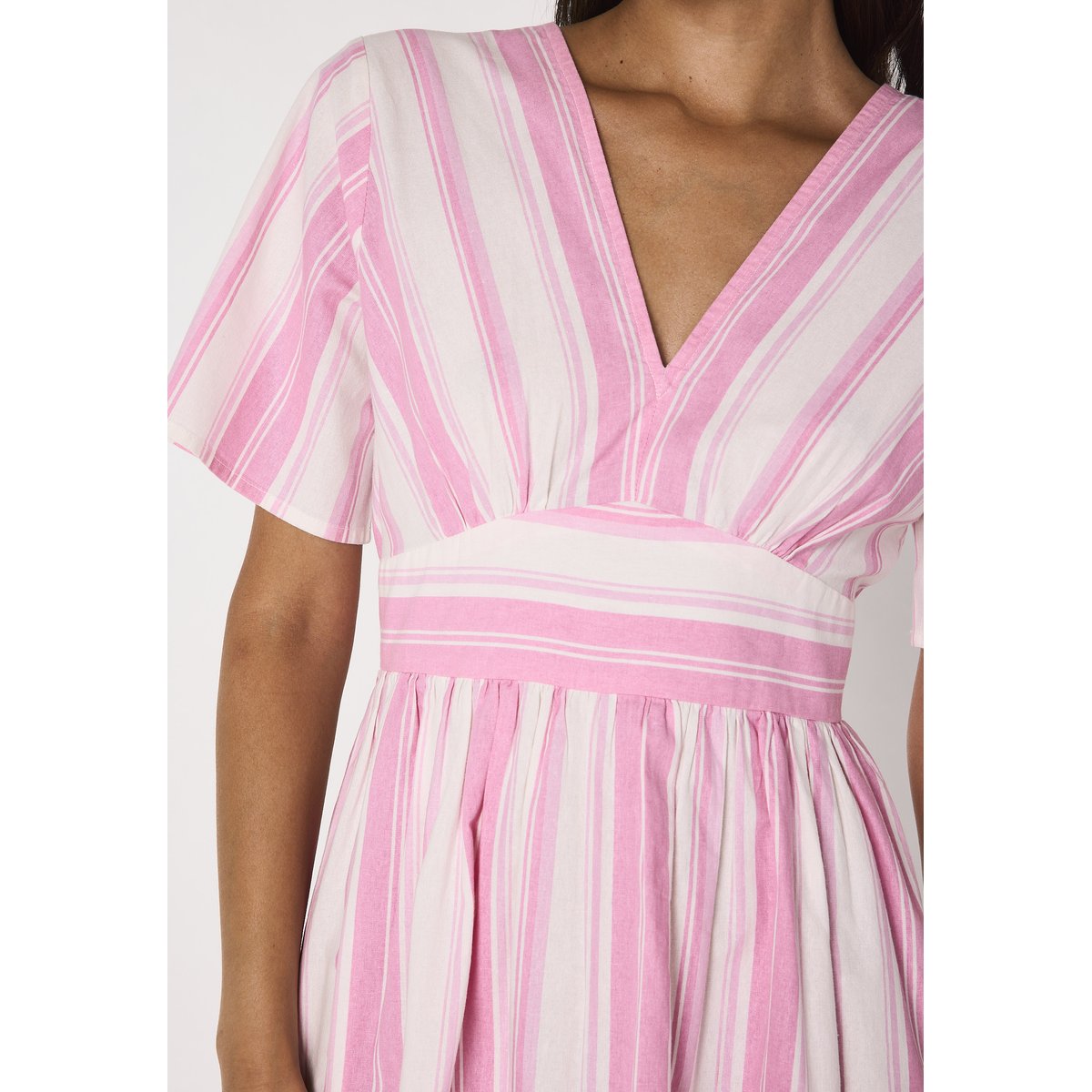 Robe trapèze rayée en coton PRIMEROSE rose, Maison 123