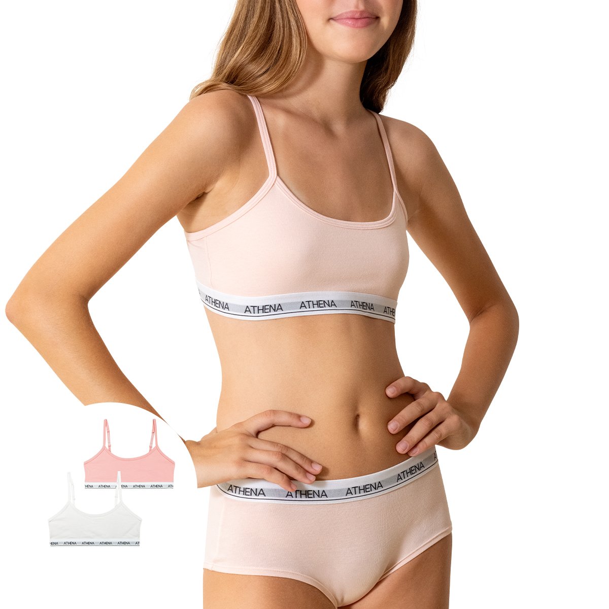 Lot de 2 brassières blanc + gris, ATHENA