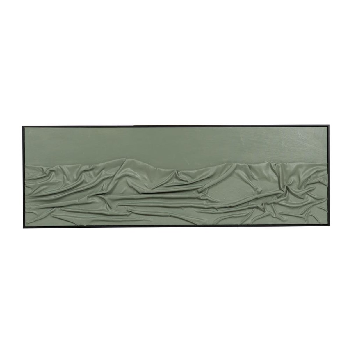 Toile drapée en relief kaki cadre noir 50x150 cm vert, AMADEUS