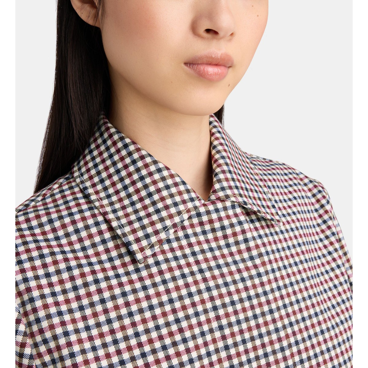Imperméable long droit kikaro imprimé vichy bordeaux, JODHPUR