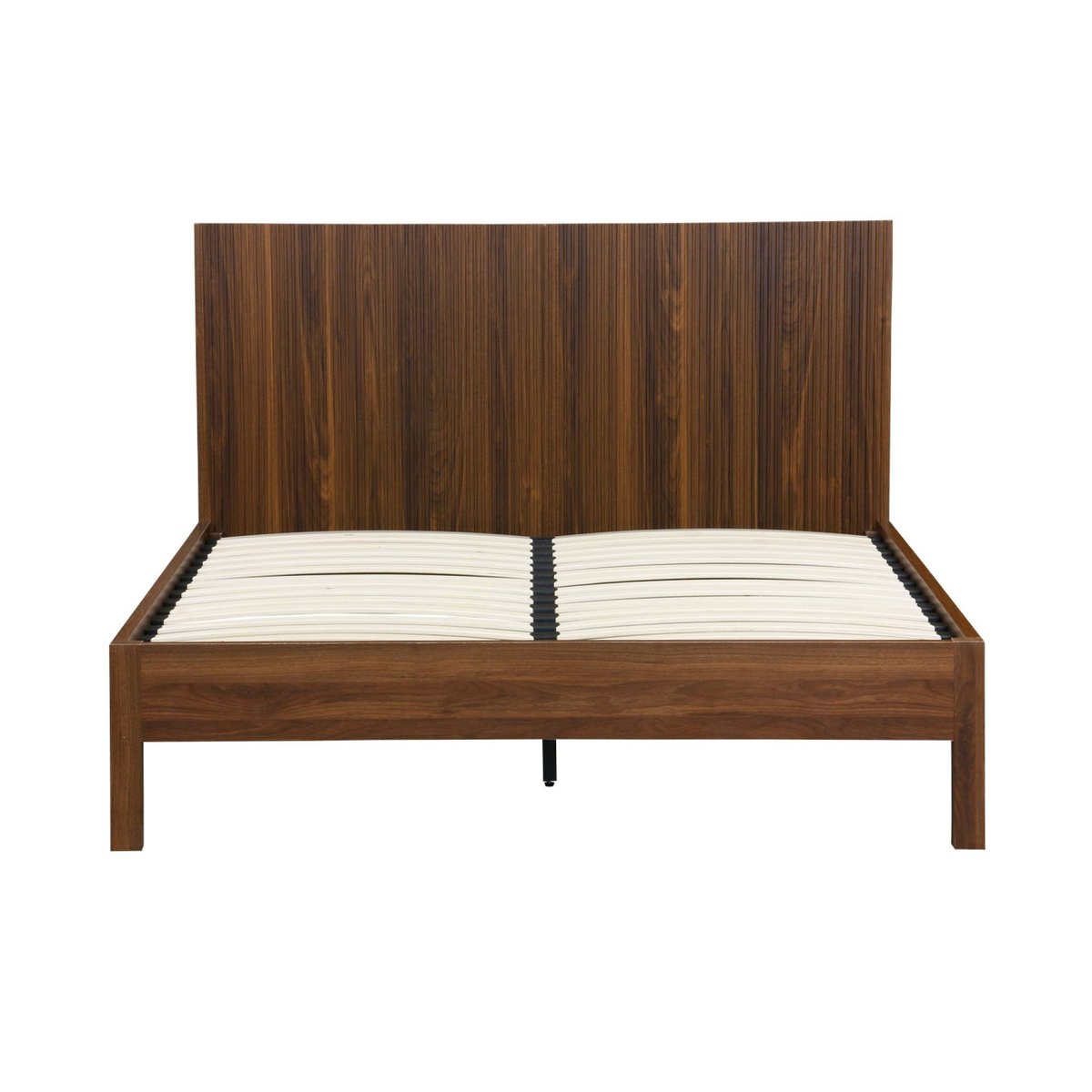 Lit avec sommier à lattes et tête de lit 140x190cm décor bois LINEAR noyer, SWEEEK