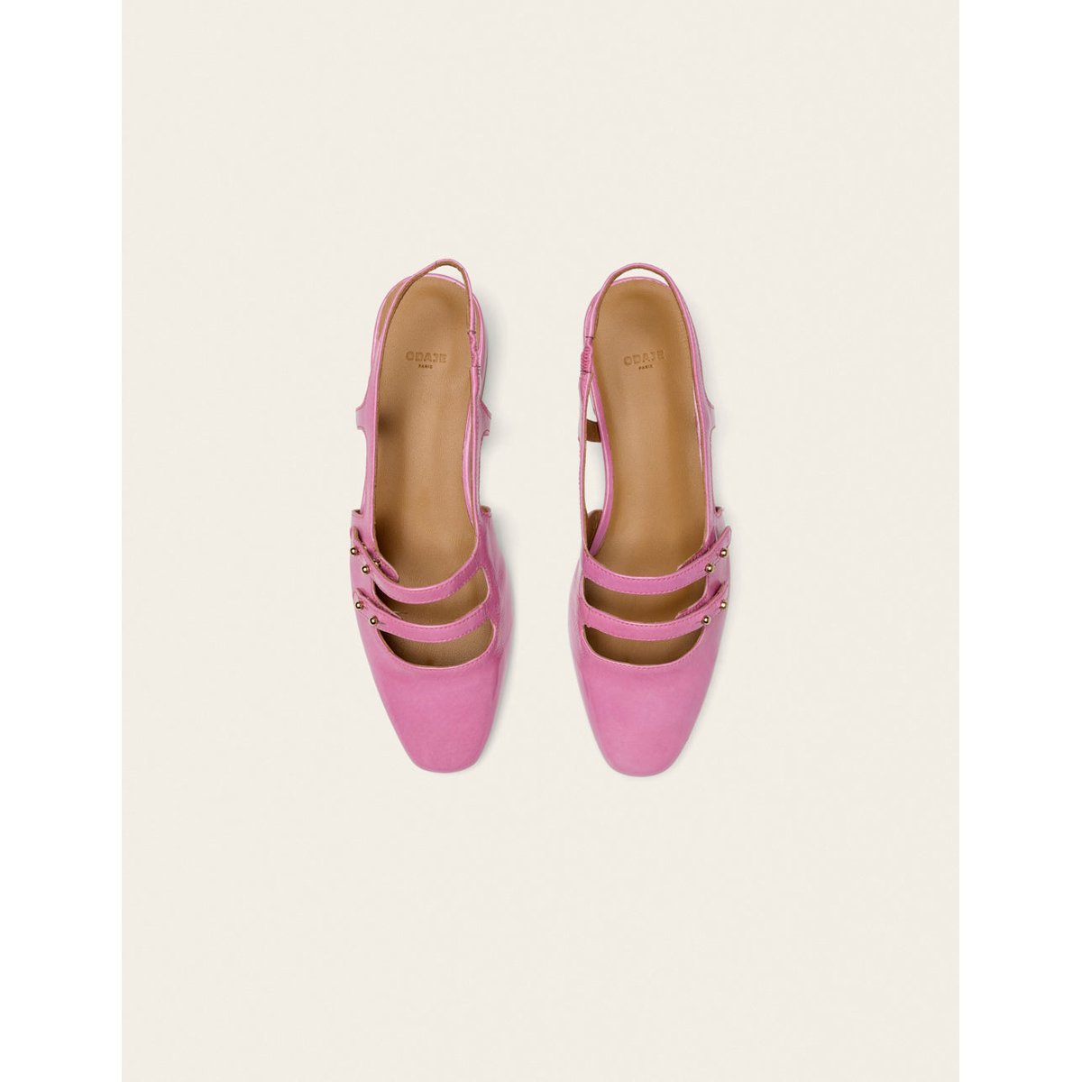 Ballerines SOLI cuir verni plisse rose, ODAJE