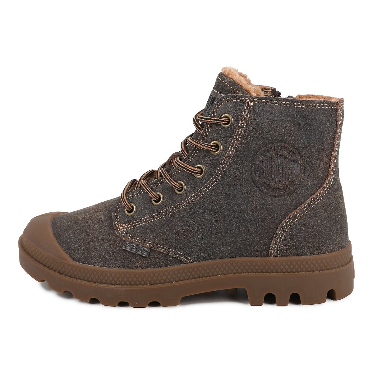Botins em pele forrados PAMPA ZIP WL PILOT castanho escuro, PALLADIUM